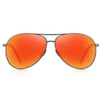 Gunmetal Aviator Sunglasses with Mirrored Orange Lenses