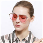 Gold Frame Aviator Sunglasses with Pink Lenses