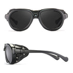 Unisex Black Glacier Sunglasses with Leather Side Shields