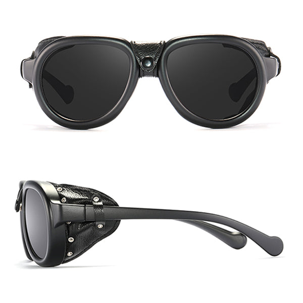 Unisex Black Glacier Sunglasses with Leather Side Shields