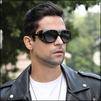 Unisex Black Glacier Sunglasses with Leather Side Shields