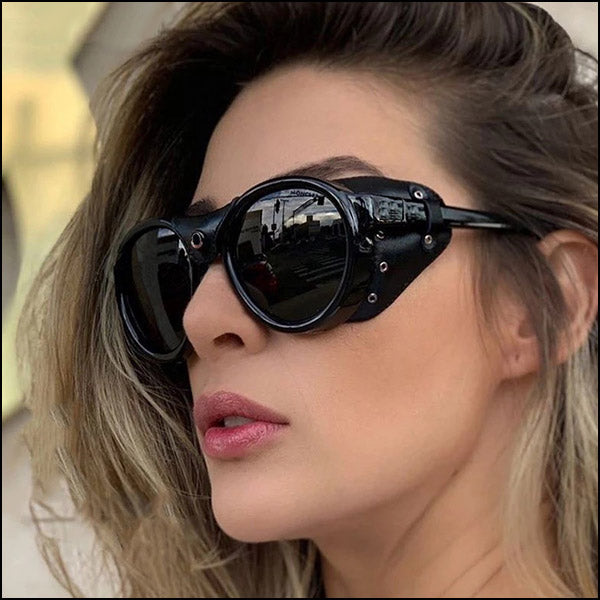 Unisex Black Glacier Sunglasses with Leather Side Shields