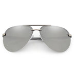 Dark Gray Mirrored Rimless Aviator Sunglasses