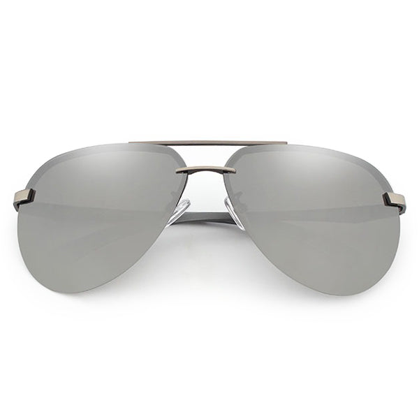 Dark Gray Mirrored Rimless Aviator Sunglasses