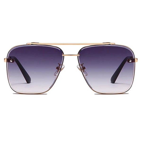 Gold Frame Square Rimless Sunglasses with Purple Gradient