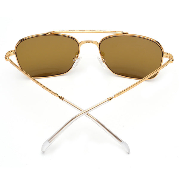 Gold Metal Square Aviator Sunglasses Patterned Arms