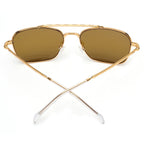 Gold Metal Square Aviator Sunglasses Patterned Arms