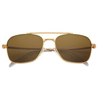 Gold Metal Square Aviator Sunglasses Patterned Arms