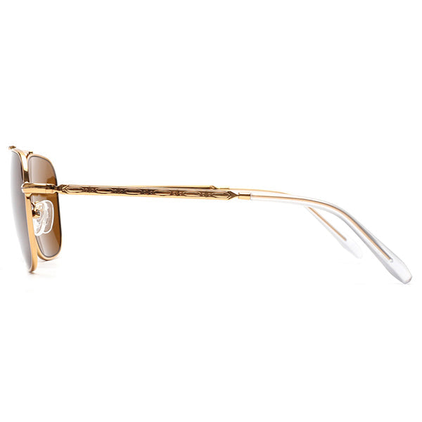 Gold Metal Square Aviator Sunglasses Patterned Arms
