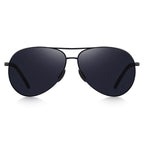 Unisex Matte Black Aviator Metal Sunglasses
