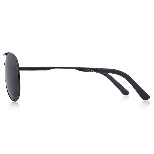 Unisex Matte Black Aviator Metal Sunglasses