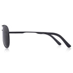 Unisex Matte Black Aviator Metal Sunglasses