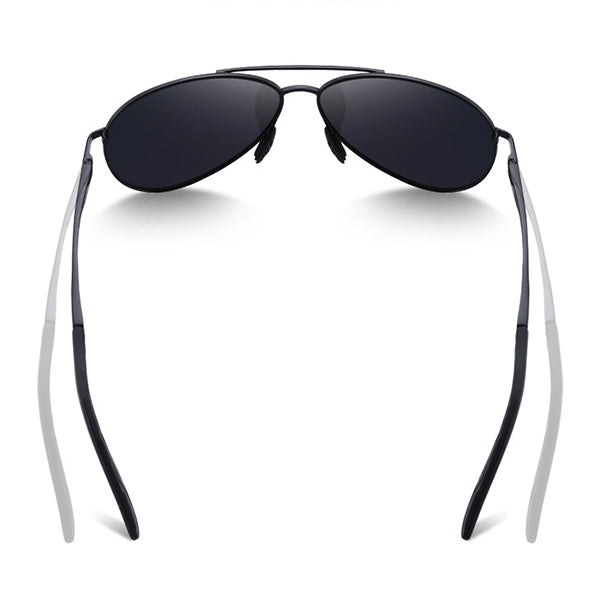Unisex Matte Black Aviator Metal Sunglasses