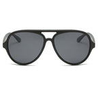 Chunky Matte Black Aviator Sunglasses with Gray Lenses
