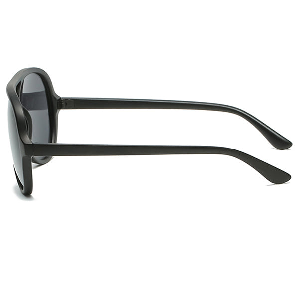 Chunky Matte Black Aviator Sunglasses with Gray Lenses