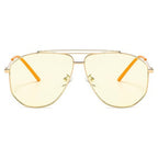 Gold Geometric Aviator Sunglasses with Yellow Tint