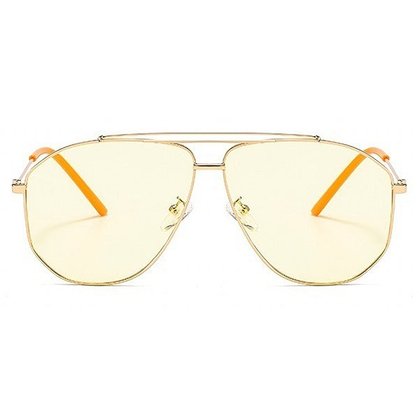 Gold Geometric Aviator Sunglasses with Yellow Tint