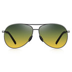 Gunmetal Aviator Sunglasses with Green Yellow Gradient