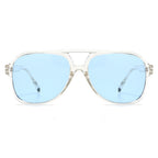 Chunky Clear Aviator Sunglasses with Light Blue Lenses
