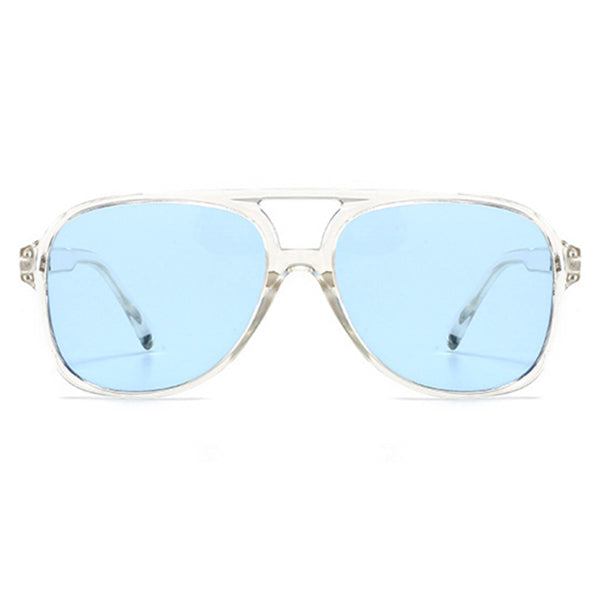 Chunky Clear Aviator Sunglasses with Light Blue Lenses
