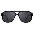 Modern Matte Black Double Bridge Aviator Sunglasses