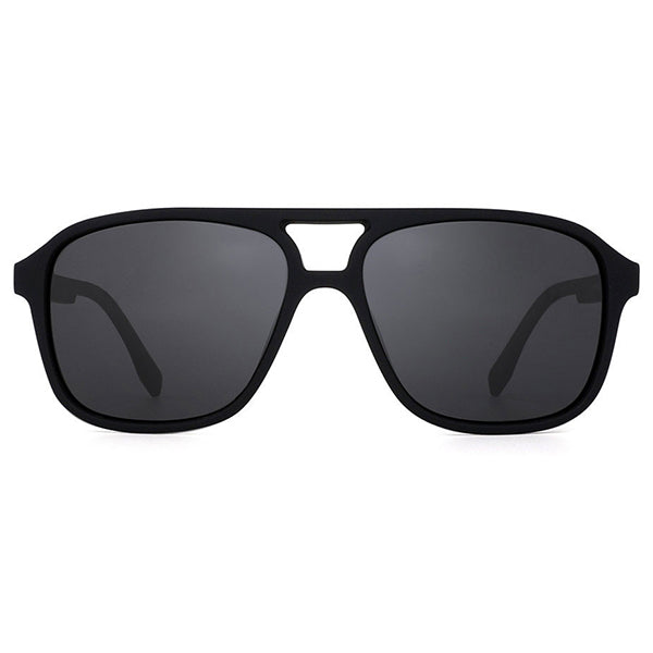 Modern Matte Black Double Bridge Aviator Sunglasses