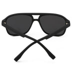 Modern Matte Black Double Bridge Aviator Sunglasses