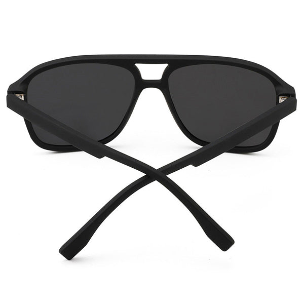 Modern Matte Black Double Bridge Aviator Sunglasses