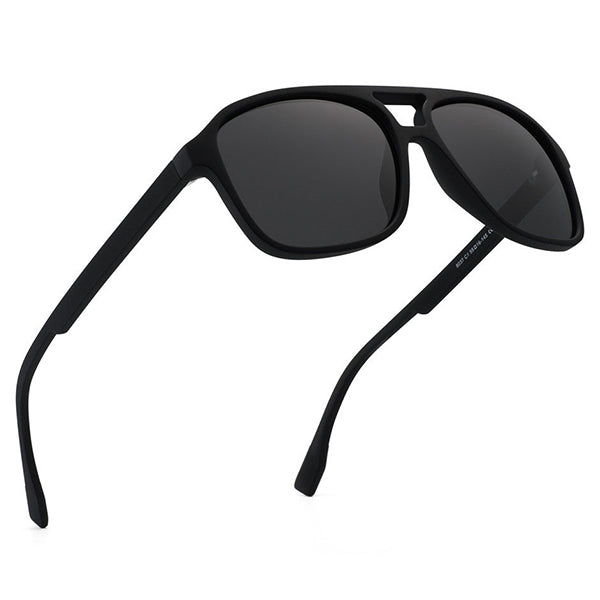 Modern Matte Black Double Bridge Aviator Sunglasses