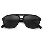 Modern Matte Black Double Bridge Aviator Sunglasses