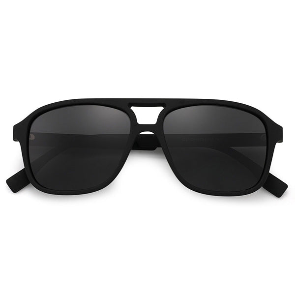 Modern Matte Black Double Bridge Aviator Sunglasses