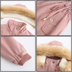 Women's Pink Padded Parka with Faux Fur Hood