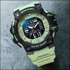 Sporty Sage Green Men's Dual Display Watch