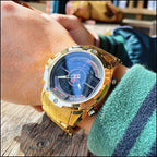 Men's Gold-Tone Dual Display Sports Watch