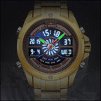 Men's Gold-Tone Dual Display Sports Watch