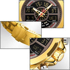Men's Gold-Tone Dual Display Sports Watch