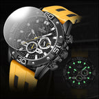 Sporty Men's Black & Yellow Chronograph Watch