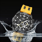 Sporty Men's Black & Yellow Chronograph Watch