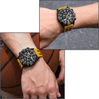 Sporty Men's Black & Yellow Chronograph Watch