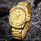 Men's Gold-Tone Stainless Steel Day Date Watch