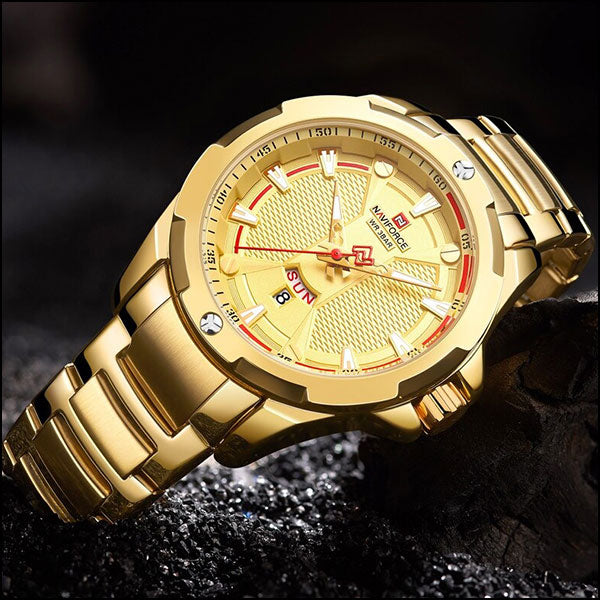Men's Gold-Tone Stainless Steel Day Date Watch
