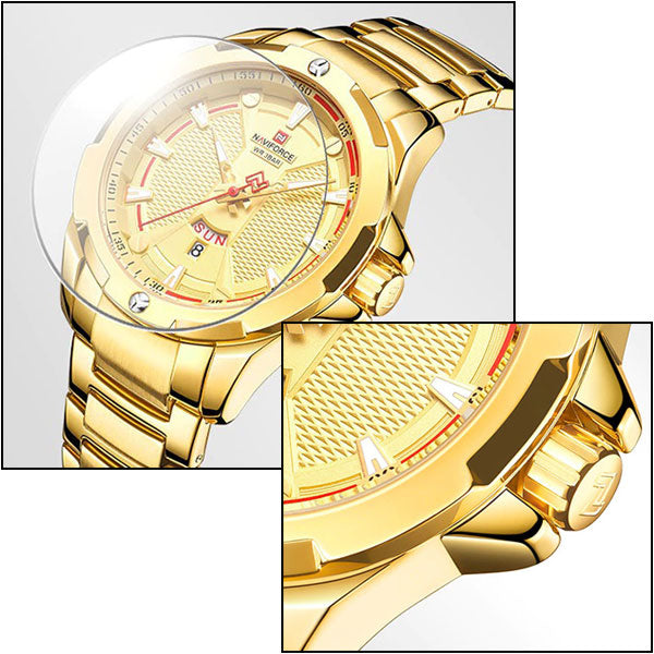 Men's Gold-Tone Stainless Steel Day Date Watch