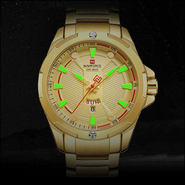 Men's Gold-Tone Stainless Steel Day Date Watch