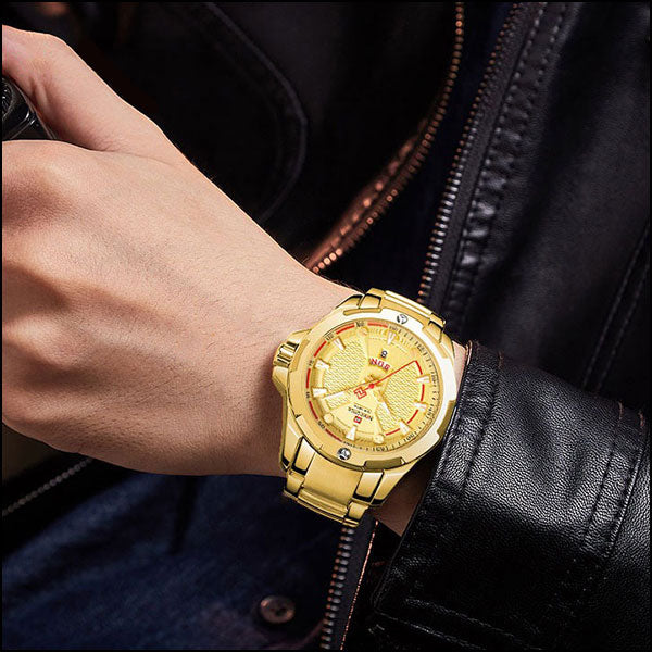Men's Gold-Tone Stainless Steel Day Date Watch