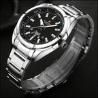 Men's Stainless Steel Black Dial Day Date Watch