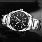 Men's Stainless Steel Black Dial Day Date Watch