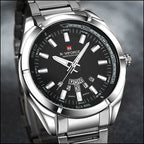 Men's Stainless Steel Black Dial Day Date Watch
