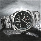 Men's Stainless Steel Black Dial Day Date Watch