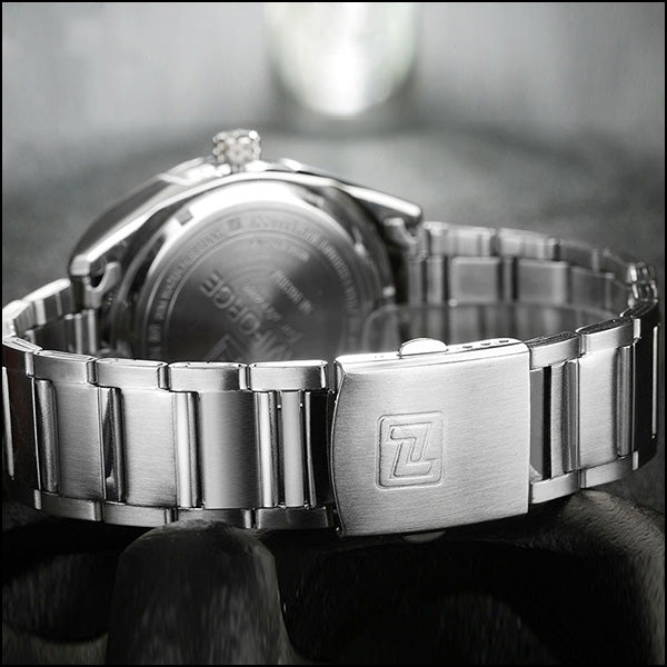 Men's Stainless Steel Black Dial Day Date Watch