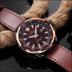 Sporty Brown Dial Men's Watch with Rose Gold Bezel